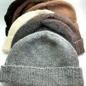 Alpaca hat handknit, watch cap, fisherman hat, toque, beanie, natural colors, unisex