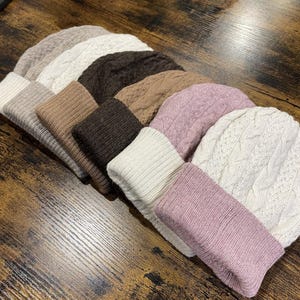 100% Alpaca Reversible Beanie Hat (Pastel Colour Range) - Extra Warm, Soft and Thick